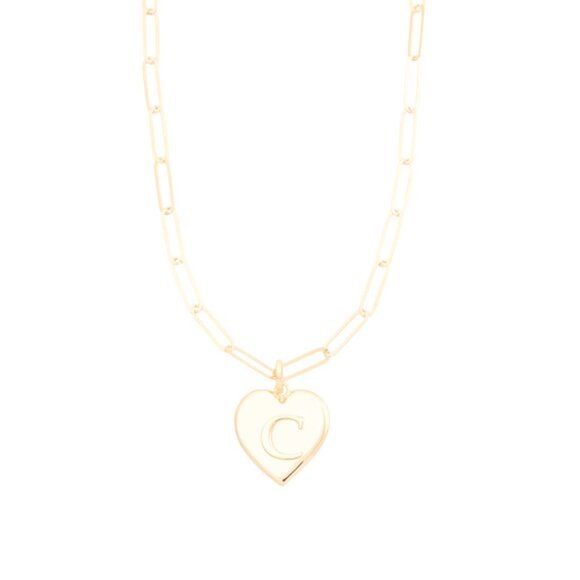 MILOR SILVER  Italy 18kt Gold Plated Sterling Silver Initial Heart Necklace - Picture 1 of 2